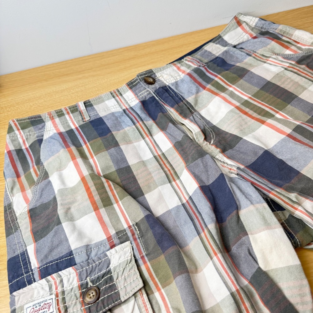 Y2K Old Navy Madras Preppy Plaid Cargo Shorts Mens 38 Gorpcore Summer Casual‎